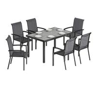 Outsunny Set Tavolo e Sedie da Giardino 7 pz Nero e Grigio