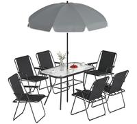 Outsunny Set Tavolo e Sedie da Giardino 8 Pezzi con Ombrellone Nero