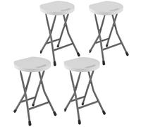 Outsunny Sgabello pieghevole set di 4, sedia sgabello decorativa con chiusura di sicurezza, sgabelli da giardino pieghevoli con gambe in acciaio verniciato a polvere, sedile e manico in HDPE per