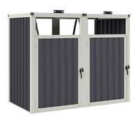 Outsunny Shelter per 2 bidoni da 240L, copertura esterna per bidoni, porte con maniglie, coperchi incernierati a 180°, acciaio zincato, 73 x 81 x 122 cm, grigio scuro