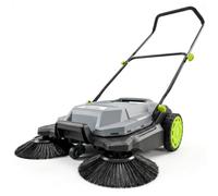 Outsunny Spazzatrice a spinta manuale larghezza spazzamento 26.8 | Spazzatrice manuale, 6 gal contenitore rifiuti, manico pieghevole regolabile, per vialetto ingresso garage patio