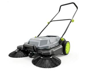 Outsunny Spazzatrice a spinta manuale larghezza spazzamento 26.8 | Spazzatrice manuale, 6 gal contenitore rifiuti, manico pieghevole regolabile, per vialetto ingresso garage patio