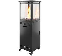 Outsunny Stufa a Gas da Esterno 13kW con Ruote e Pietre, Nera