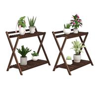 Outsunny Supporto a 2 Livelli per Piante, Scaffali per Piante da Bere con Supporto Posteriore, per Interni ed Esterni, per Giardino