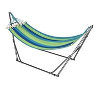 Outsunny Supporto con Amaca Autoportante Pieghevole, Amaca in Cotone e Struttura in Acciaio, Capacità max. 120kg, 270x100x94cm