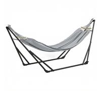 Outsunny Supporto con amaca pieghevole in acciaio, supporto 2 in 1 per amaca o sedia sospesa, borsa da trasporto inclusa, 268 x 89 x 100 cm, grigio