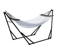 Outsunny Supporto per Amaca 120kg max con Amaca e Borsa Incluse, in Metallo, 263x89x100 cm, Nero e Bianco Aosom Italy