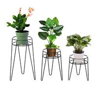 Outsunny Supporto per fiori Set di 3 supporti in metallo per piante Sgabello per fiori Supporto per vasi da fiori Sgabello per vasi da fiori fino a Ø16 cm Nero