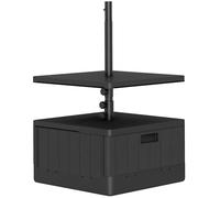 Outsunny Supporto per ombrellone Quadrato con Piano d'appoggio, Supporto per ombrellone in HDPE con Ruote, Base per ombrellone riempibile con Acqua e Sabbia, Base per ombrellone per terrazza Piscina