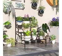 Outsunny Supporto per piante a 3 livelli Scaffale per piante ad angolo Design a scala Supporto per vaso da fiori per interni