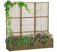 Outsunny Supporto per piante con trellis vaso rettangolare inferiore in resina intrecciata e acciaio dim. 103L x 29l x 103H cm