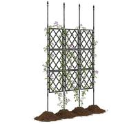 Outsunny Supporto per Piante Rampicante Alto Pieghevole, Traliccio per Rampicanti da Giardino in Acciaio con Decorazioni, per Pomodori, Fiori, Piselli Verdure, Montaggio Fai da Te, 85x197 cm, Nero