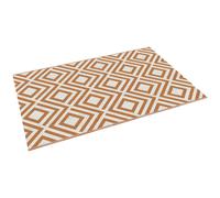 Outsunny Tappeto Esterno per Balcone e Terrazza Reversibile con Fantasia Geometrica, 182x274 cm, Marrone e Bianco