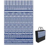 Outsunny Tappeto da Esterno per Balcone e Terrazza, Tappetino Reversibile con Fantasia Geometrica, Resistente ai Raggi UV, per Giardino, Patio, Spiaggia, Picnic, 182x274 cm, Blu e Bianco