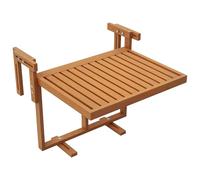 Outsunny Tavolino da Balcone Pieghevole Regolabile in Altezza 40.5-55cm, Tavolino da Ringhiera in Legno di Pino, Uso Esterno e Interno per Balcone, Color Teak