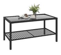 Outsunny Tavolino da Caffè in Rattan a 2 Livelli 92x50x45 cm Nero