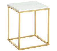 Outsunny Tavolino da Caffè per Casa e Giardino in Metallo con Effetto Marmo
