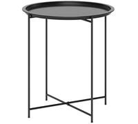 Outsunny Tavolino da Esterno Ø46 cm con Vassoio Rimovibile e Gambe Pieghevoli, Tavolo da Giardino Moderno Rotondo in Acciaio con Piedini Regolabili, Nero