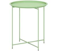 Outsunny Tavolino da Esterno Ø46 cm con Vassoio Rimovibile e Gambe Pieghevoli, Tavolo da Giardino Moderno Rotondo in Acciaio con Piedini Regolabili, Verde