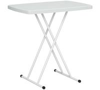 Outsunny Tavolino da Giardino Pieghevole con Altezza Regolabile, Tavolino da Caffè per Esterni con Piano in HDPE, Struttura in Metallo, per Balcone e Terrazzo, 76x50x74 cm, Bianco