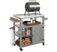 Outsunny Tavolino da giardino Plancha con ruote 107x49,5x92,5cm Grigio