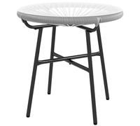 Outsunny Tavolino da Giardino Stile Boho, Tavolino d'Appoggio in PE-Rattan, Vetro Temperato, Resistente alle Intemperie, 50 cm x 50 cm x 50 cm, Grigio Aosom Italy