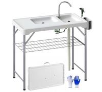 Outsunny Tavolo campeggio pieghevole con lavello, spruzzatore, 80 kg