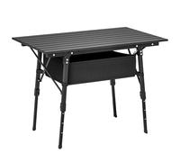 Outsunny Tavolo da campeggio pieghevole, 90 x 55 cm, regolabile in altezza, portatile, pieghevole, in alluminio, leggero, con cestino portaoggetti, per esterni, giardino, feste, barbecue, nero