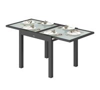 Outsunny Tavolo da Giardino Allungabile da 80/160x80x75 cm, Tavola da Pranzo Estensibile per 4-6 Persone Rettangolare in Alluminio con Piano in Vetro Temperato, Per Patio Terrazzo Balcone, Trasparente