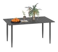 Outsunny Tavolo da Giardino a Doghe per 6 Persone con Foro per Ombrellone Nero