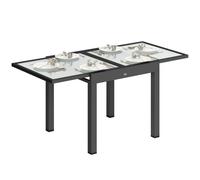 Outsunny Tavolo da Giardino Allungabile 4-6 Persone 80/160x80cm Trasparente | Tavola da Pranzo Estensibile, Rettangolare, in Alluminio, con Piano in Vetro Temperato, Terrazzo, Balcone