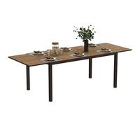 Outsunny Tavolo da Giardino Allungabile da 160/240x90x74 cm, Tavola da Pranzo Estensibile per 6-8 Persone in Alluminio con Piano Effetto Legno in DPC, Per Patio, Balcone ed Esterno, Marrone
