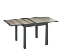 Outsunny Tavolo da Giardino Allungabile da Esterno 80/160x80x75 cm Beige | Estensibile per 6 Persone, Rettangolare con Piano Plastica, Alluminio, Patio Terrazzo Balcone