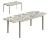 Outsunny Tavolo da Giardino Allungabile per 8-10 Persone 154/214x85cm, Tavolo da Pranzo Estensibile Esterno Alluminio Piano Effetto Legno, Gambe in Acciaio per Patio Terrazzo Balcone, Grigio Argento