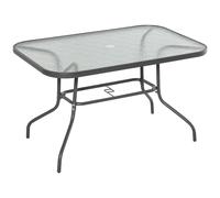 Outsunny Tavolo da Giardino con Foro Ombrellone in Metallo e Vetro