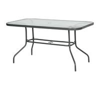 Outsunny Tavolo da Giardino con Foro Ombrellone in Metallo e Vetro