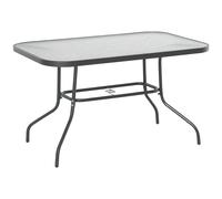 Outsunny Tavolo da Giardino con Foro per Ombrellone, Arredamento da Esterno in Metallo e Vetro 120x80x70cm Grigio Aosom