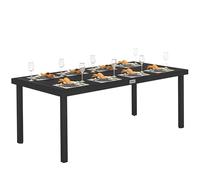 Outsunny Tavolo da Giardino con Piano Effetto Legno 190x90 cm per 8 Persone, Tavola da Pranzo da Esterno Rettangolare in Alluminio e Plastica, Per Patio, Terrazzo, Balcone, Nero