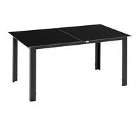 Outsunny Tavolo da Giardino con Piano in Vetro Temperato 150x90 cm per 6 Persone, Tavola da Pranzo da Esterno Rettangolare in Alluminio, per Patio, Terrazzo, Balcone, Nero