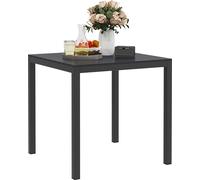 Outsunny tavolo da giardino in alluminio 73x73 cm tavolo da buffet resistente alle intemperie con aspetto legno, tavolo da campeggio per 4 persone tavolo da pranzo antiscivolo per esterni nero