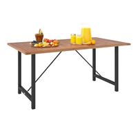 Outsunny Tavolo da Giardino Legno di Acacia e Acciaio, 160x90x75 cm Teak