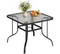 Outsunny Tavolo da Giardino per 4 Persone con Vetro 96.5x96.5x72 cm Nero