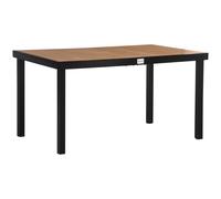 Outsunny Tavolo da Giardino per 6 Persone in Alluminio, Tavolo da Esterno in Plastica per Terrazzo e Balcone, Nero e Color Legno