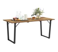 Outsunny Tavolo da Giardino Rettangolare 6 Posti con Foro per Ombrellone Marrone