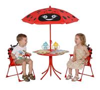 Outsunny Set Tavolo da Giardino per Bambini con 2 Sedie Pieghevoli e Ombrellone