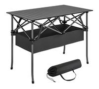 Outsunny Tavolo da Picnic Pieghevole 93cm con Rete Portaoggetti Nero