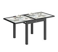 Outsunny Tavolo da Pranzo Allungabile da Giardino 80-160x80x75 cm, Trasparente