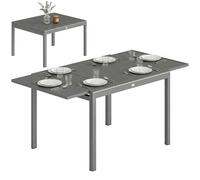 Outsunny Tavolo da Giardino Allungabile per 6-8 Persone 110-170 cm, Tavolo da Pranzo Estensibile Rettangolare in Alluminio con Piano a Doghe, Tavolo da Esterno per Patio Terrazzo Balcone, Grigio Scuro
