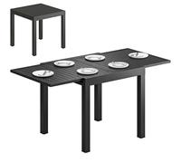 Outsunny Tavolo da Giardino Allungabile per 4-6 Persone 80/160x80 cm, Tavolo da Pranzo Esterno Estensibile Rettangolare in Alluminio con Piano a Doghe, per Patio Terrazzo Balcone, Nero