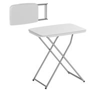 Outsunny Tavolo pieghevole da campeggio, altezza regolabile, 75 x 50 x 73,5 cm, bianco